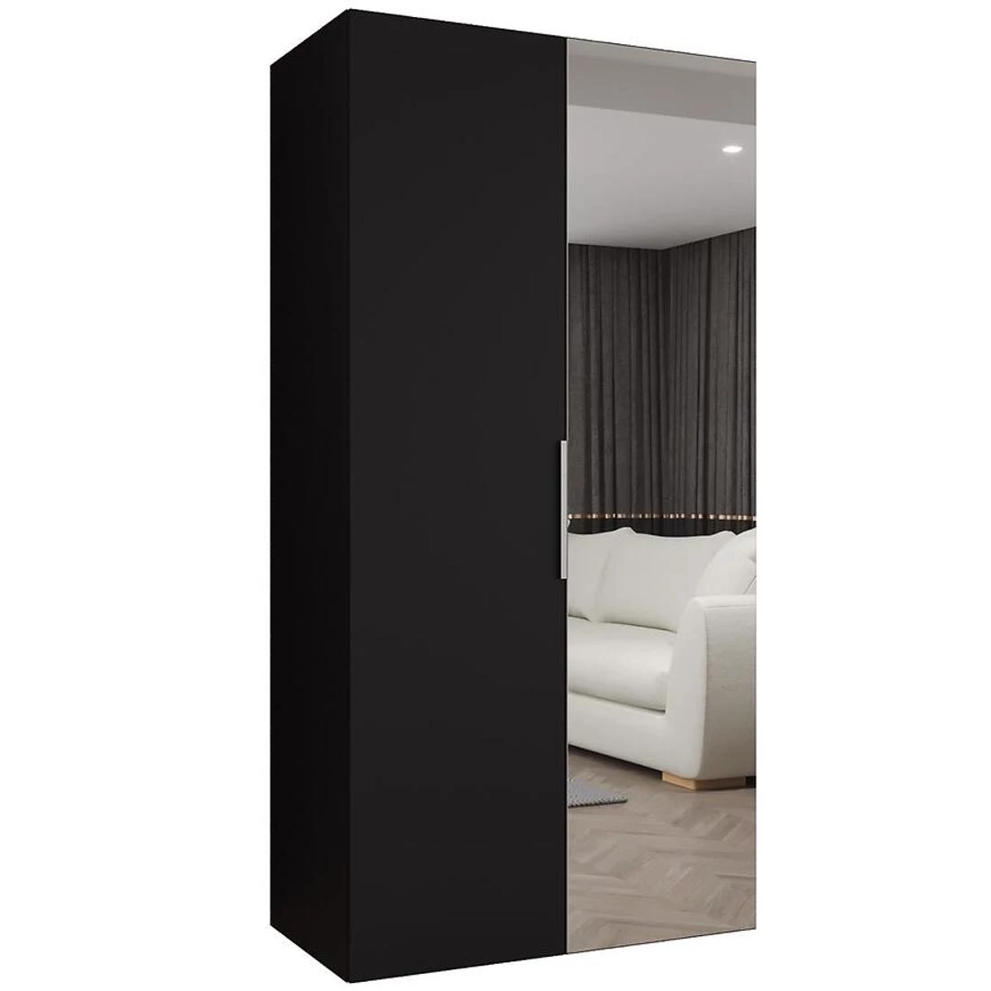 Marbella II garderober 100x50x202 cm crna/srebrna