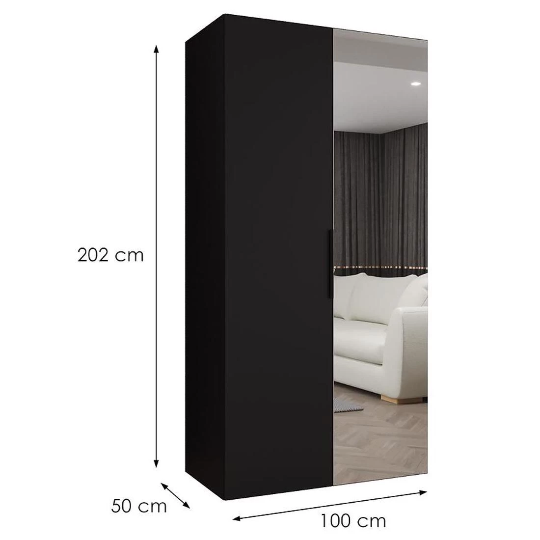 Marbella II garderober 100x50x202 cm crna