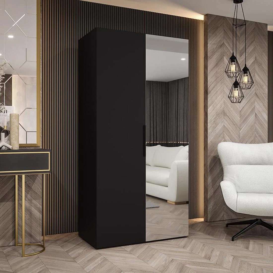 Marbella II garderober 100x50x202 cm crna