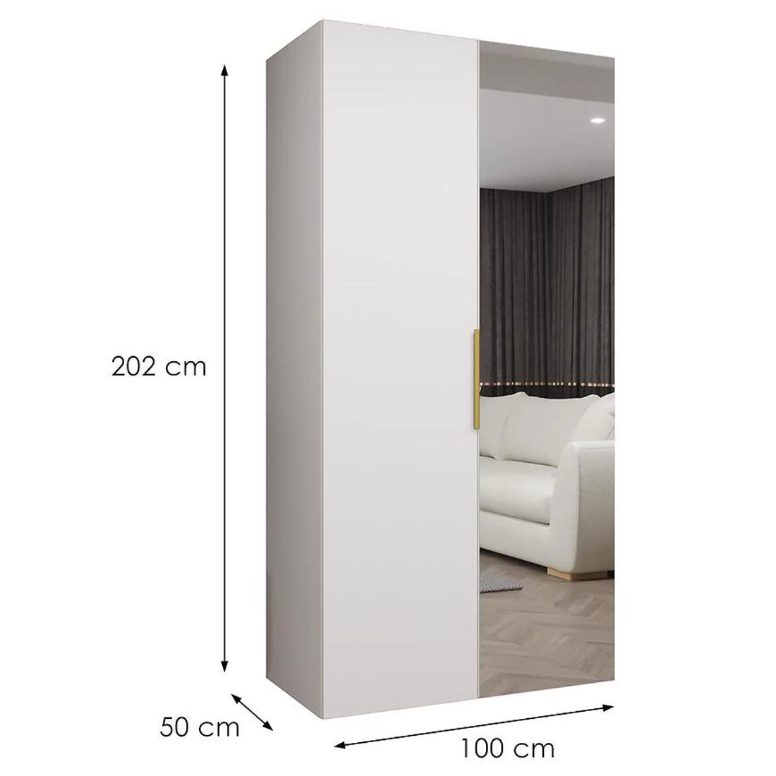 Marbella II garderober 100x50x202 cm bela/zlatna