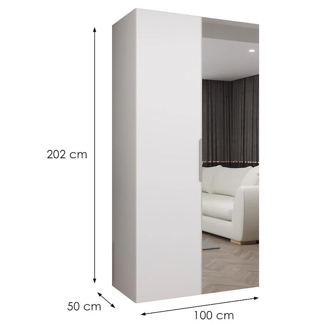 Marbella II garderober 100x50x202 cm bela/srebrna