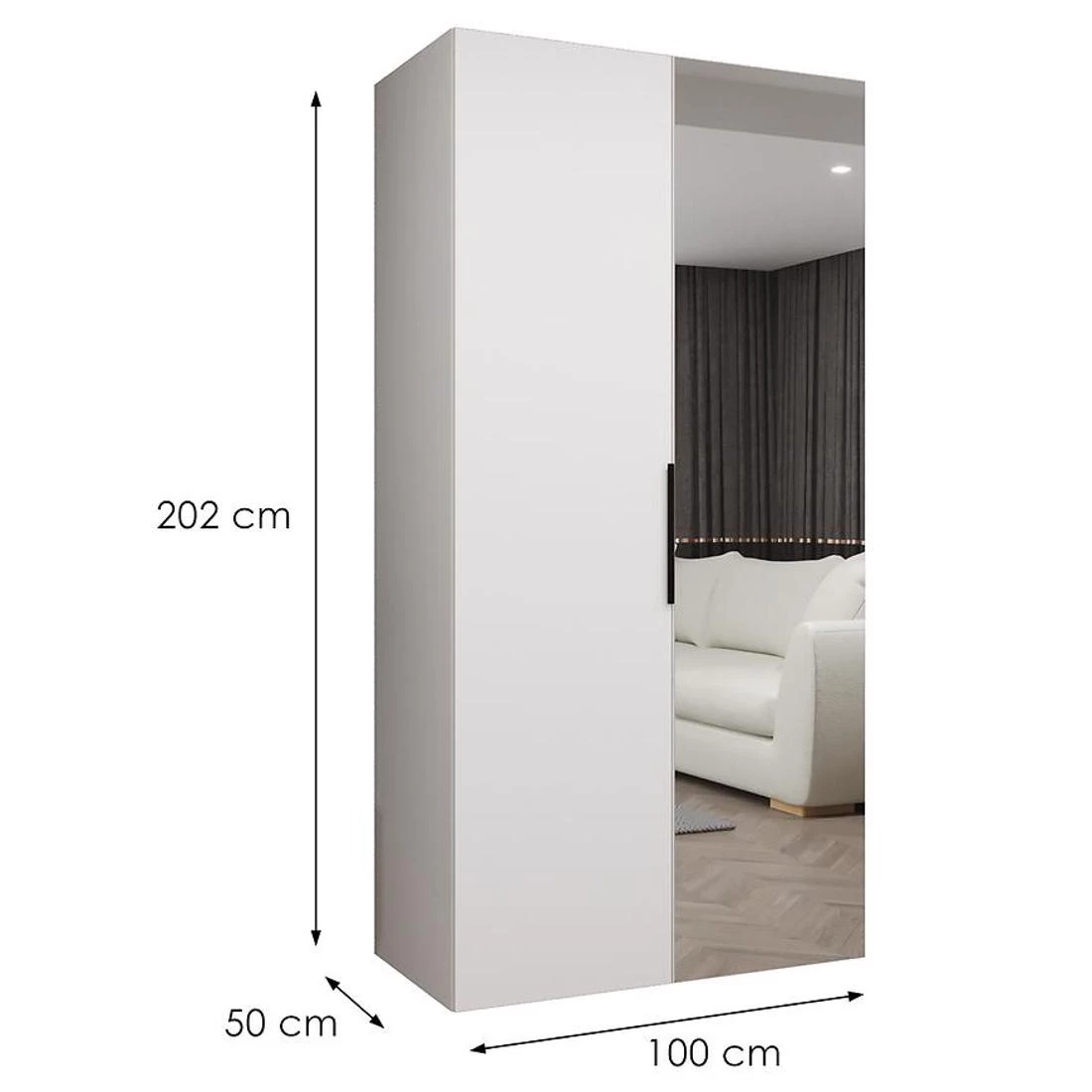 Marbella II garderober 100x50x202 cm bela/crna
