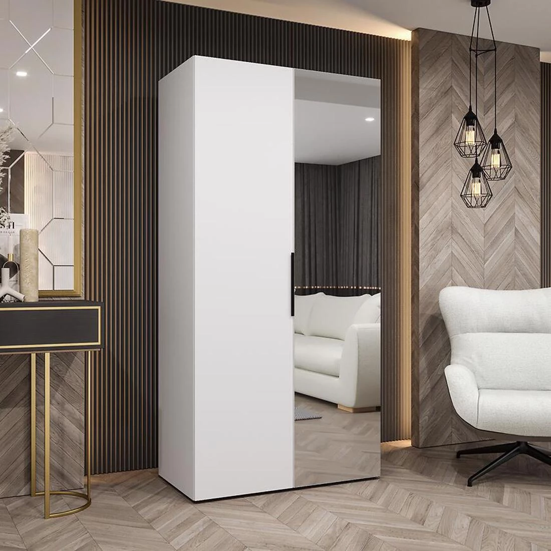 Marbella II garderober 100x50x202 cm bela/crna
