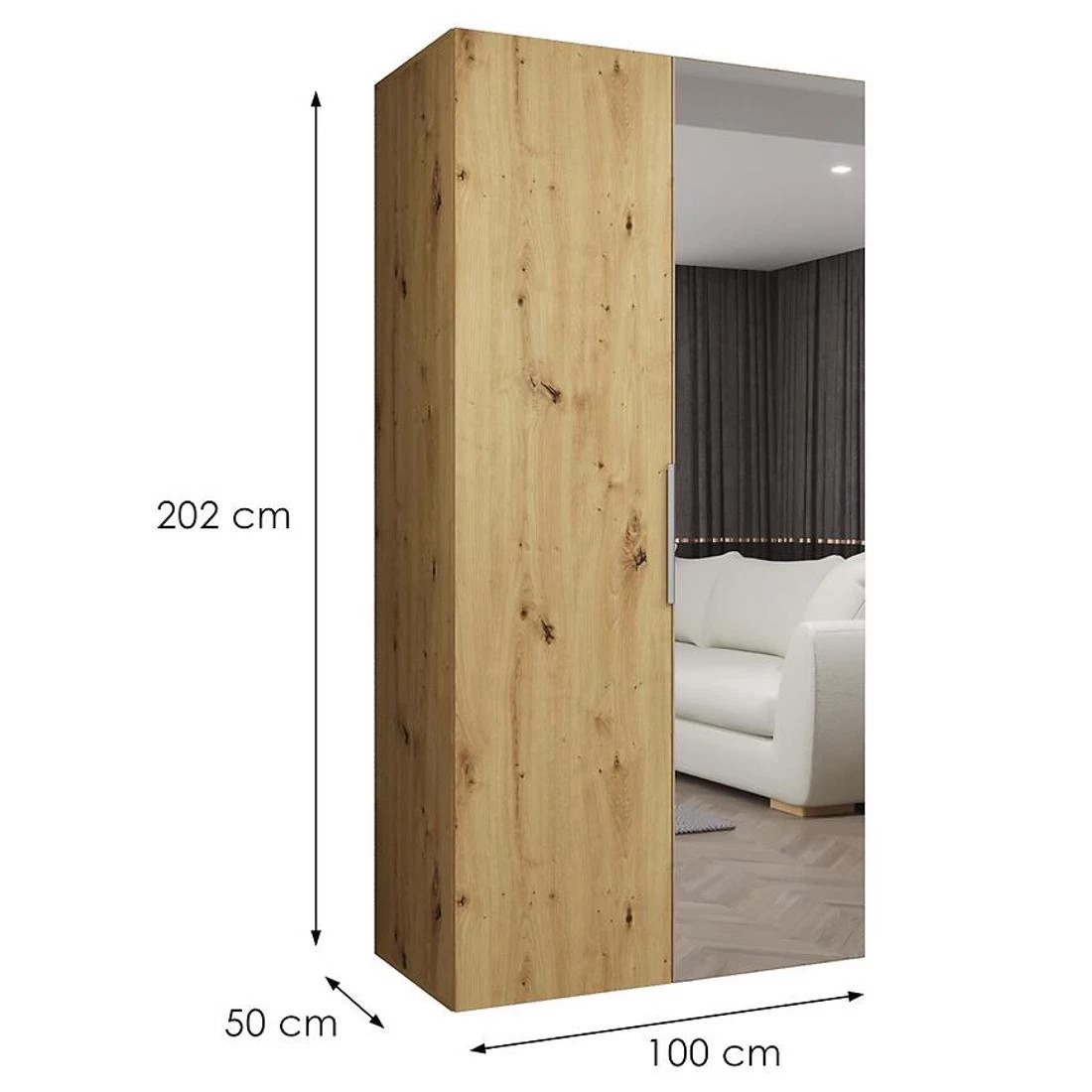 Marbella II garderober 100x50x202 cm artisan/srebro