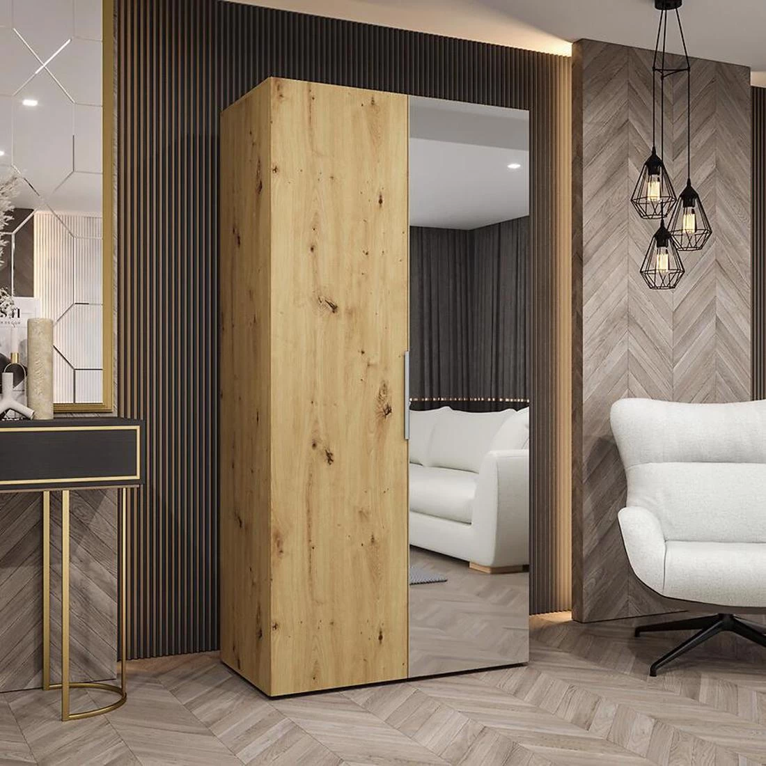 Marbella II garderober 100x50x202 cm artisan/srebro