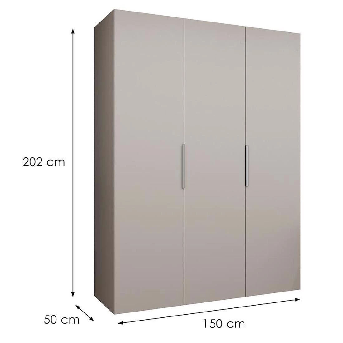 Marbella I garderober 150x50x202 cm kašmir/srebro