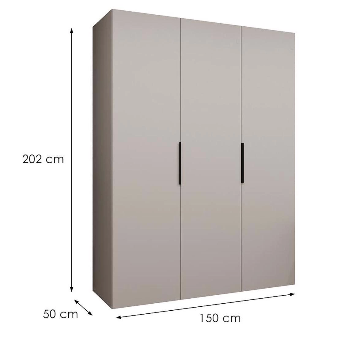 Marbella I garderober 150x50x202 cm kašmir/crna