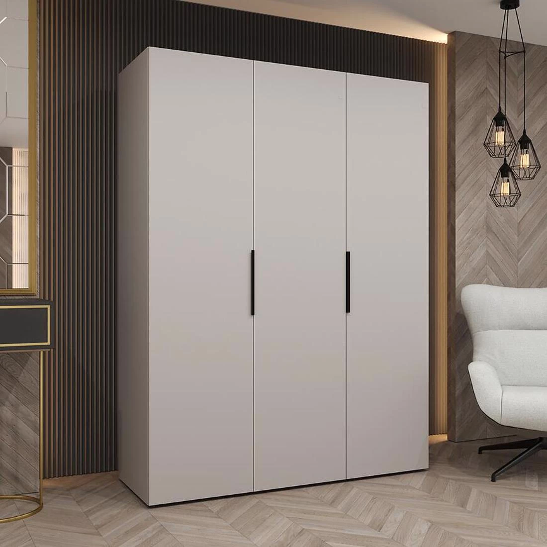 Marbella I garderober 150x50x202 cm kašmir/crna