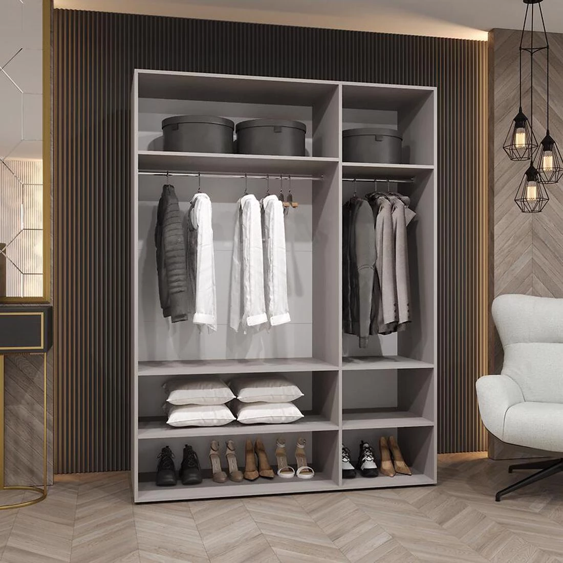 Marbella I garderober 150x50x202 cm kašmir/crna