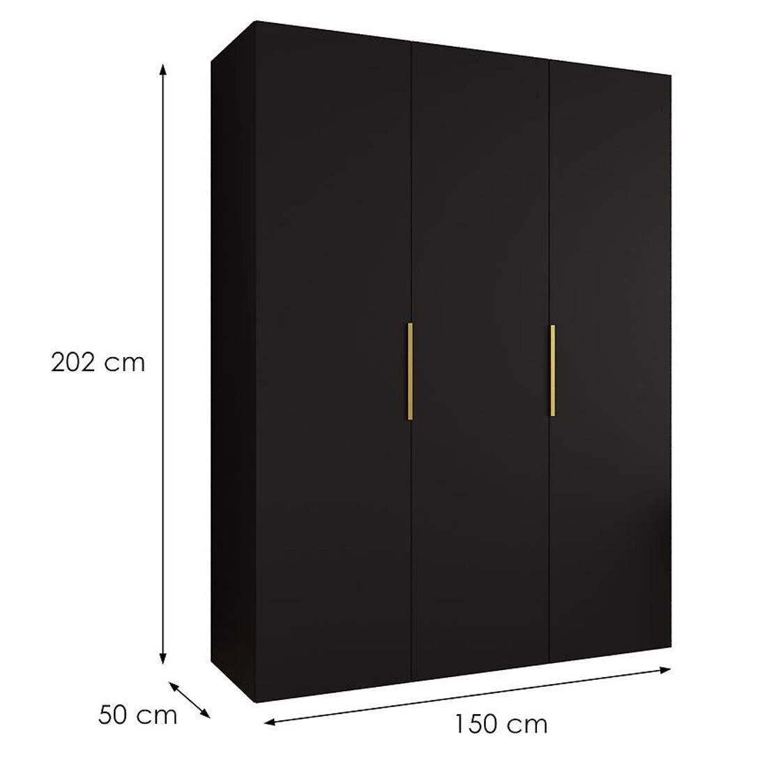 Marbella I garderober 150x50x202 cm crna/zlatna
