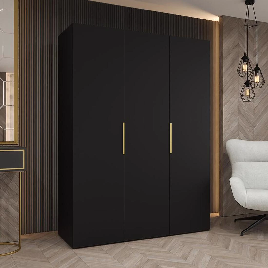 Marbella I garderober 150x50x202 cm crna/zlatna