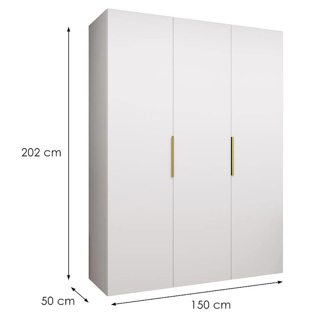 Marbella I garderober 150x50x202 cm bela/zlatna