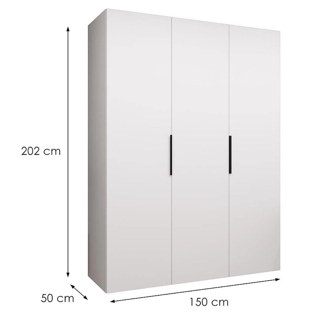 Marbella I garderober 150x50x202 cm bela/crna