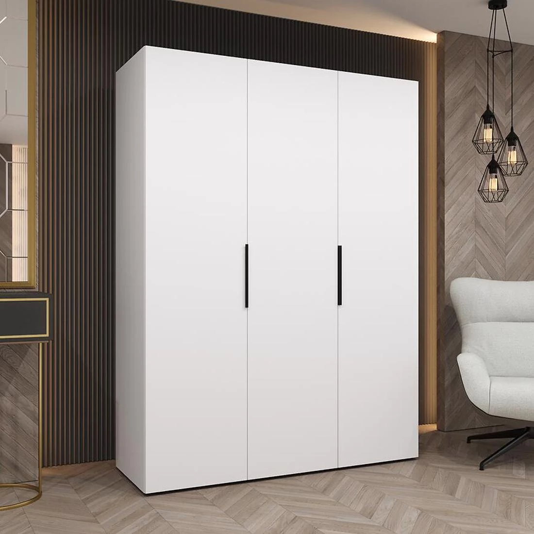 Marbella I garderober 150x50x202 cm bela/crna
