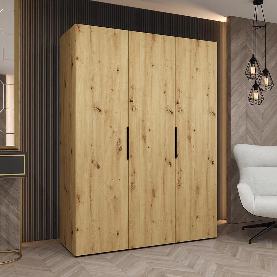 Marbella I garderober 150x50x202 cm artisan/crna