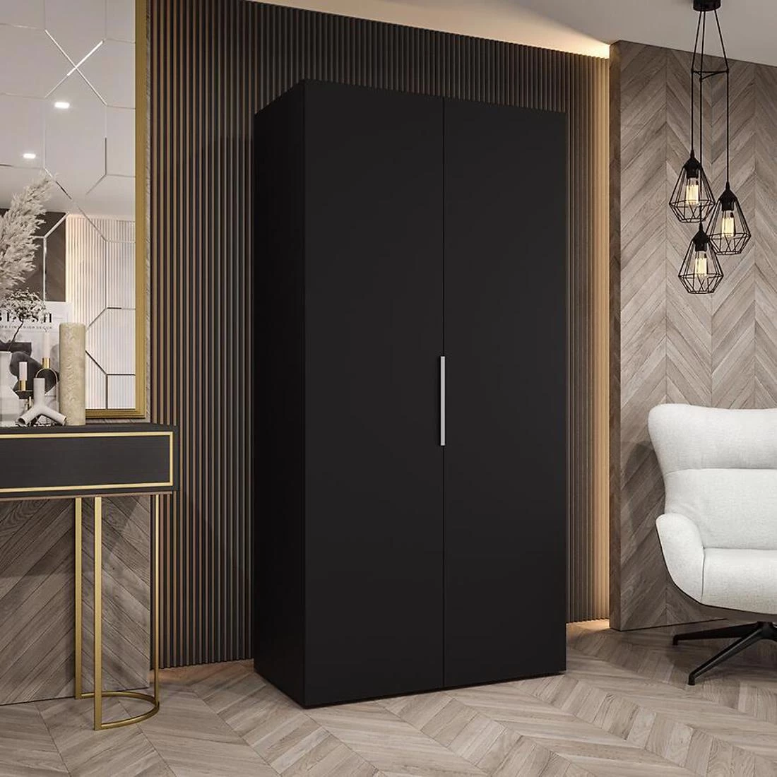 Marbella I garderober 100x50x202 cm crna/srebrna
