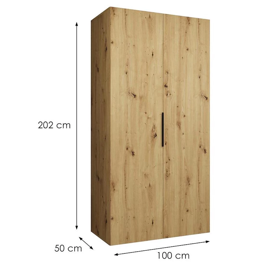 Marbella I garderober 100x50x202 cm artisan/crna