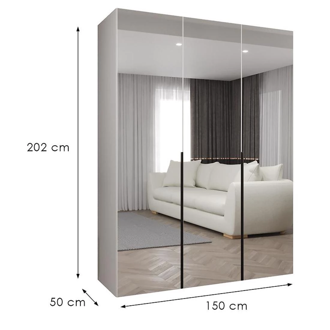 Alicante III garderober 150x50x202 cm bela/crna