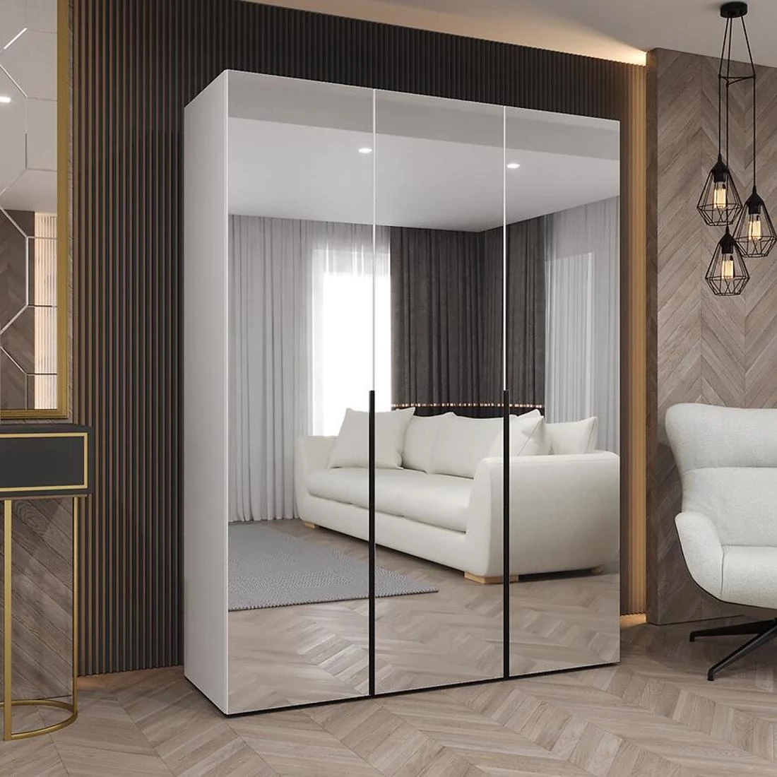 Alicante III garderober 150x50x202 cm bela/crna
