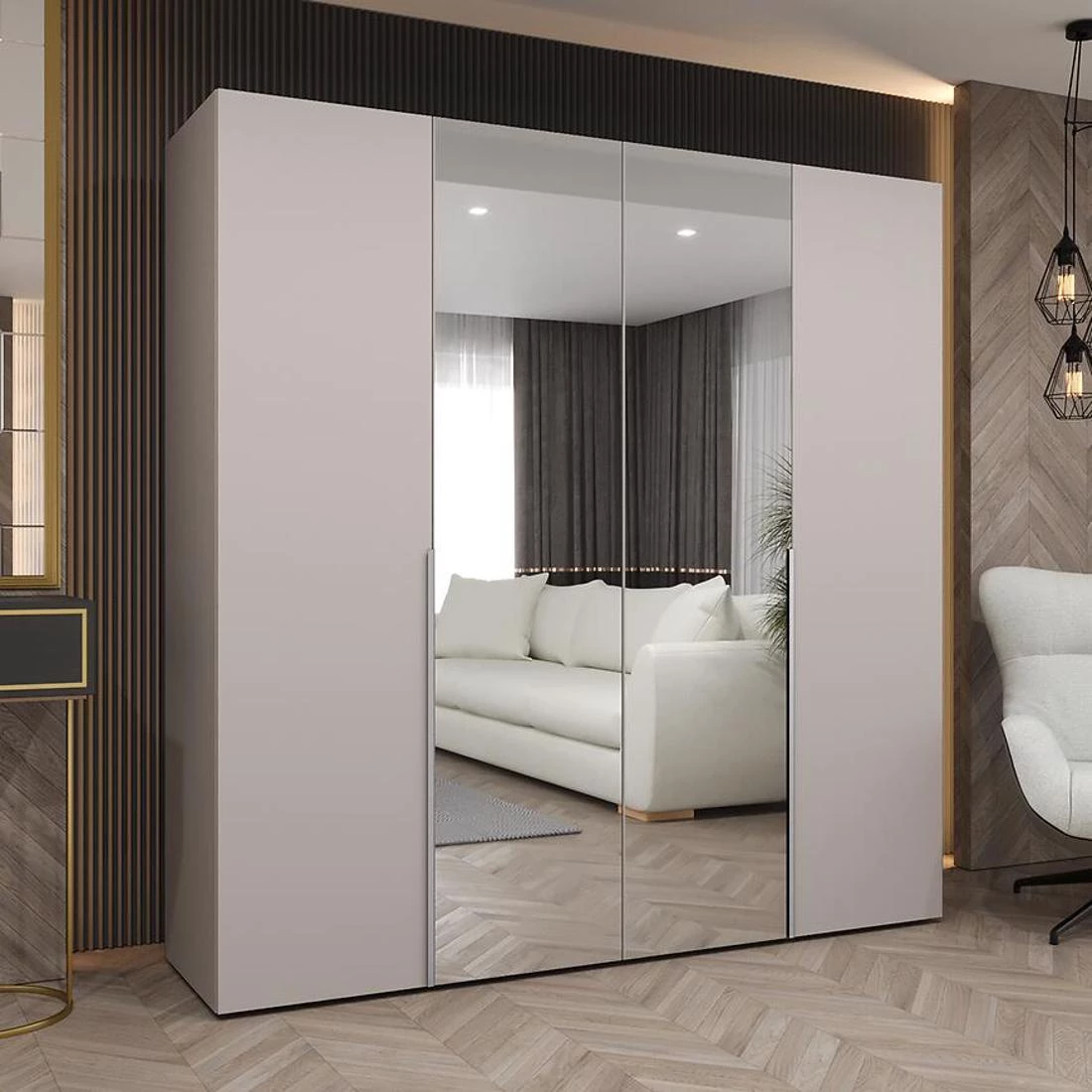 Alicante II garderober 200x50x202 cm kašmir/srebrna