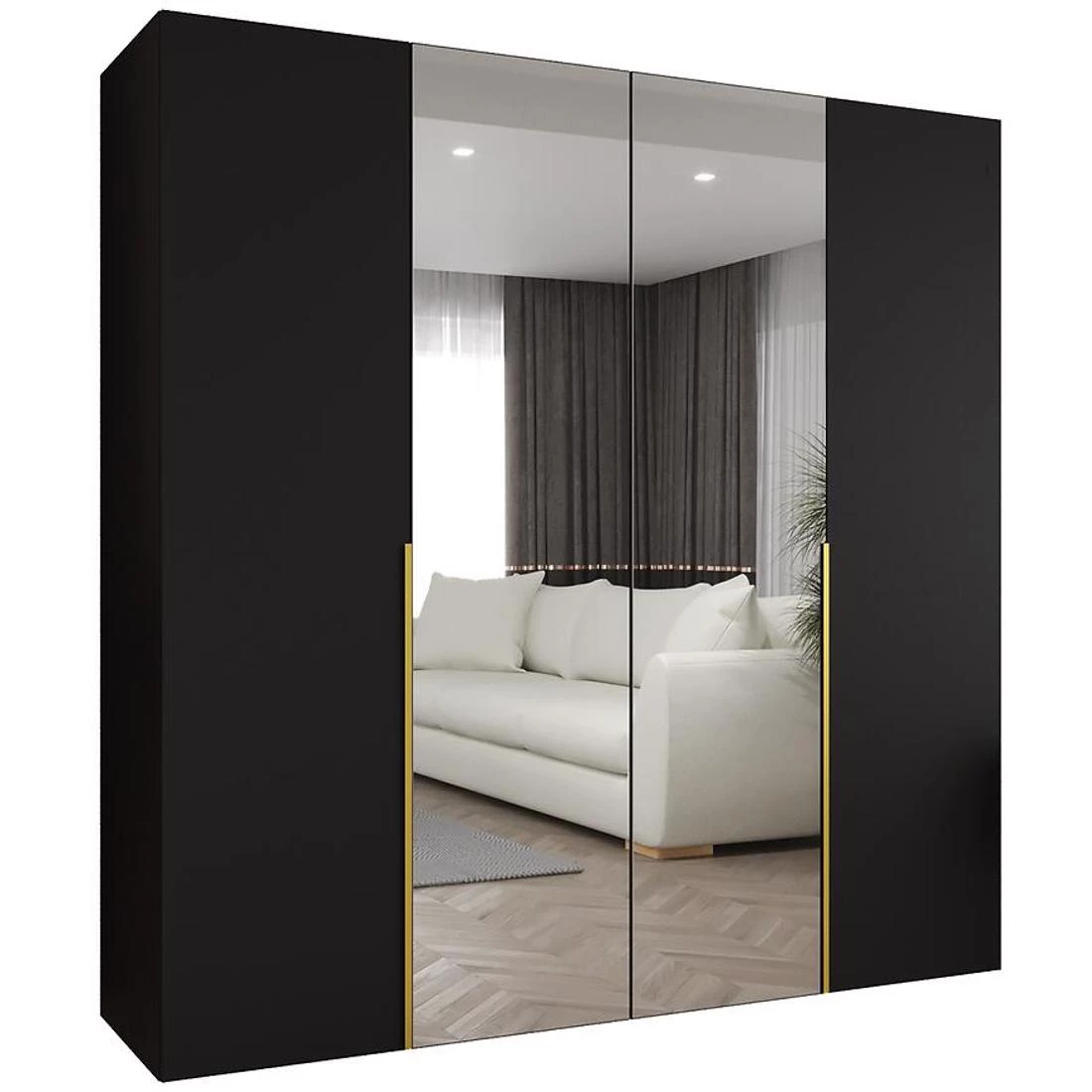 Alicante II garderober 200x50x202 cm crna/zlatna