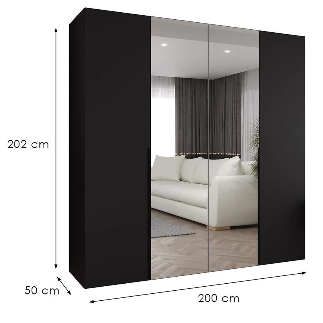 Alicante II garderober 200x50x202 cm crna