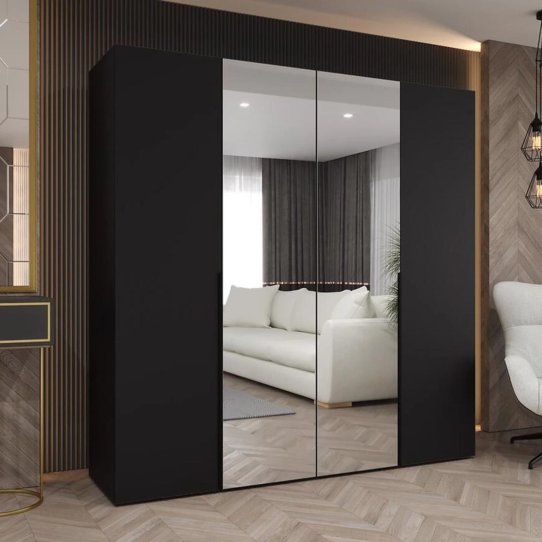 Alicante II garderober 200x50x202 cm crna