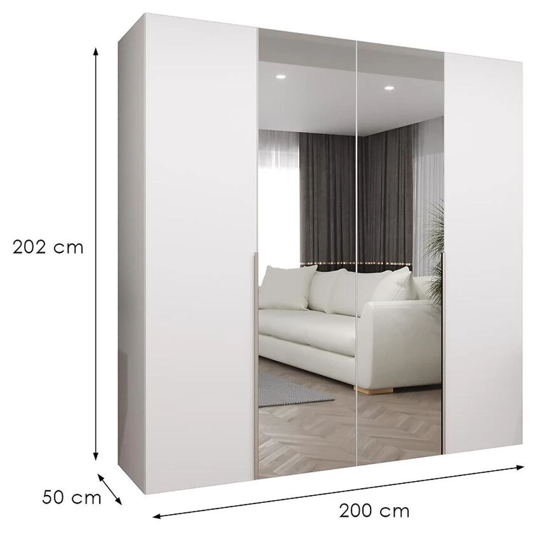 Alicante II garderober 200x50x202 cm bela/srebrna