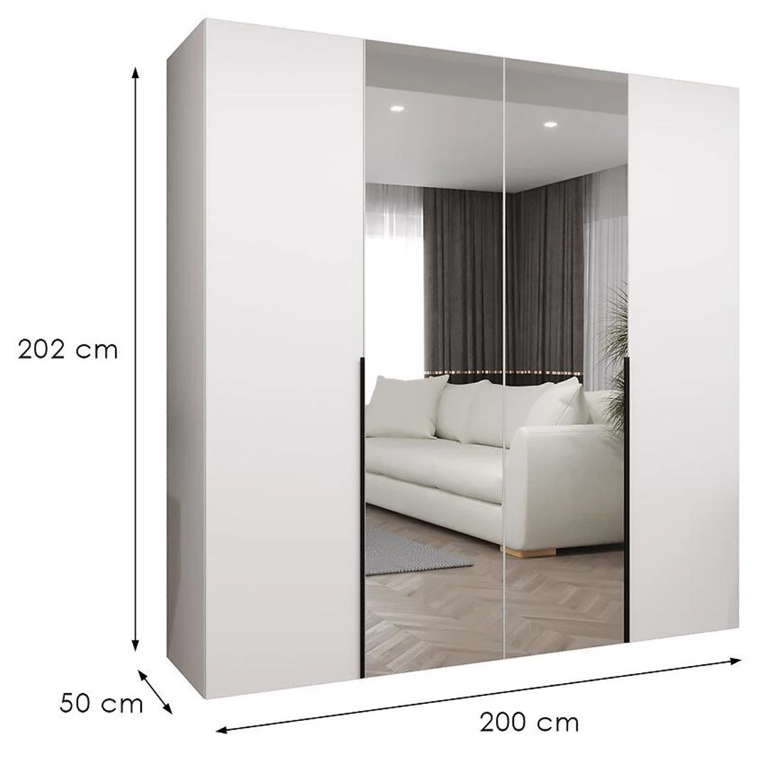 Alicante II garderober 200x50x202 cm bela/crna