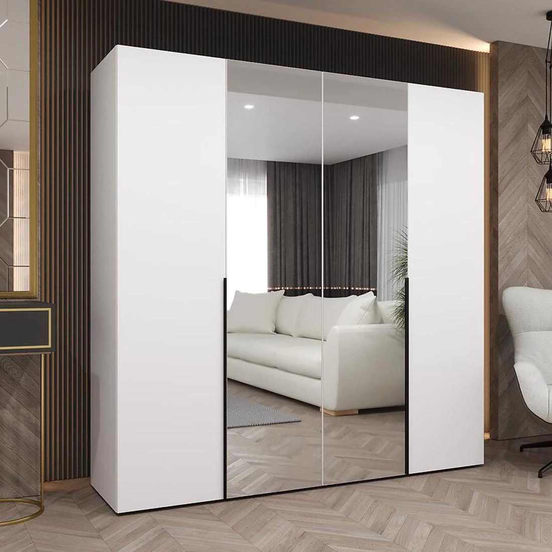 Alicante II garderober 200x50x202 cm bela/crna