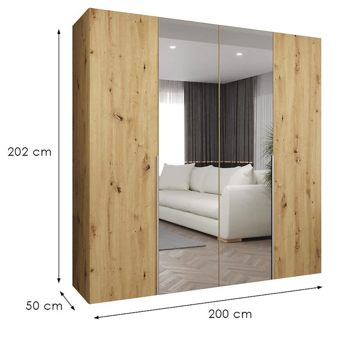 Alicante II garderober 200x50x202 cm srebrna