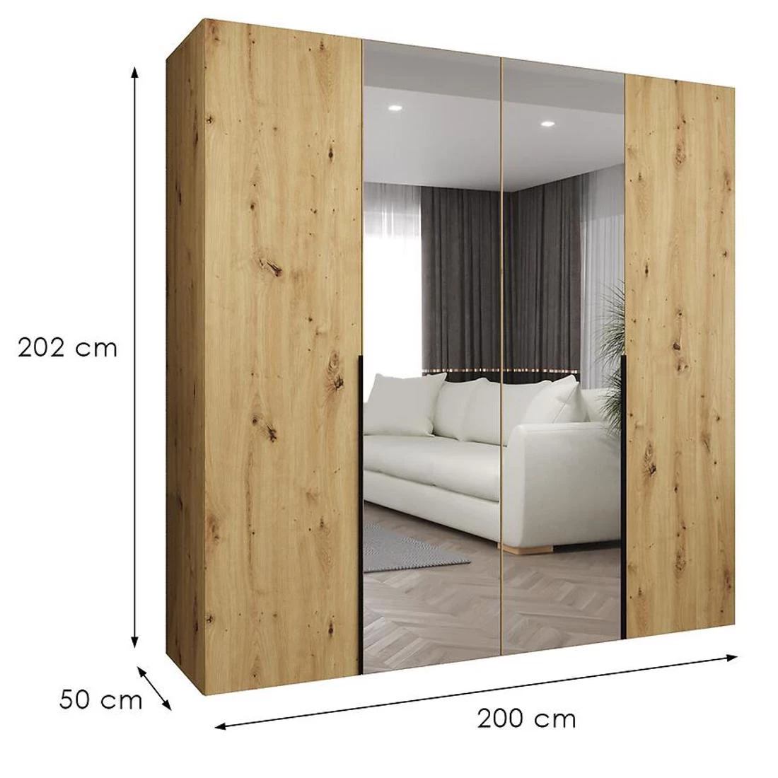 Alicante II garderober 200x50x202 cm artisan/crna