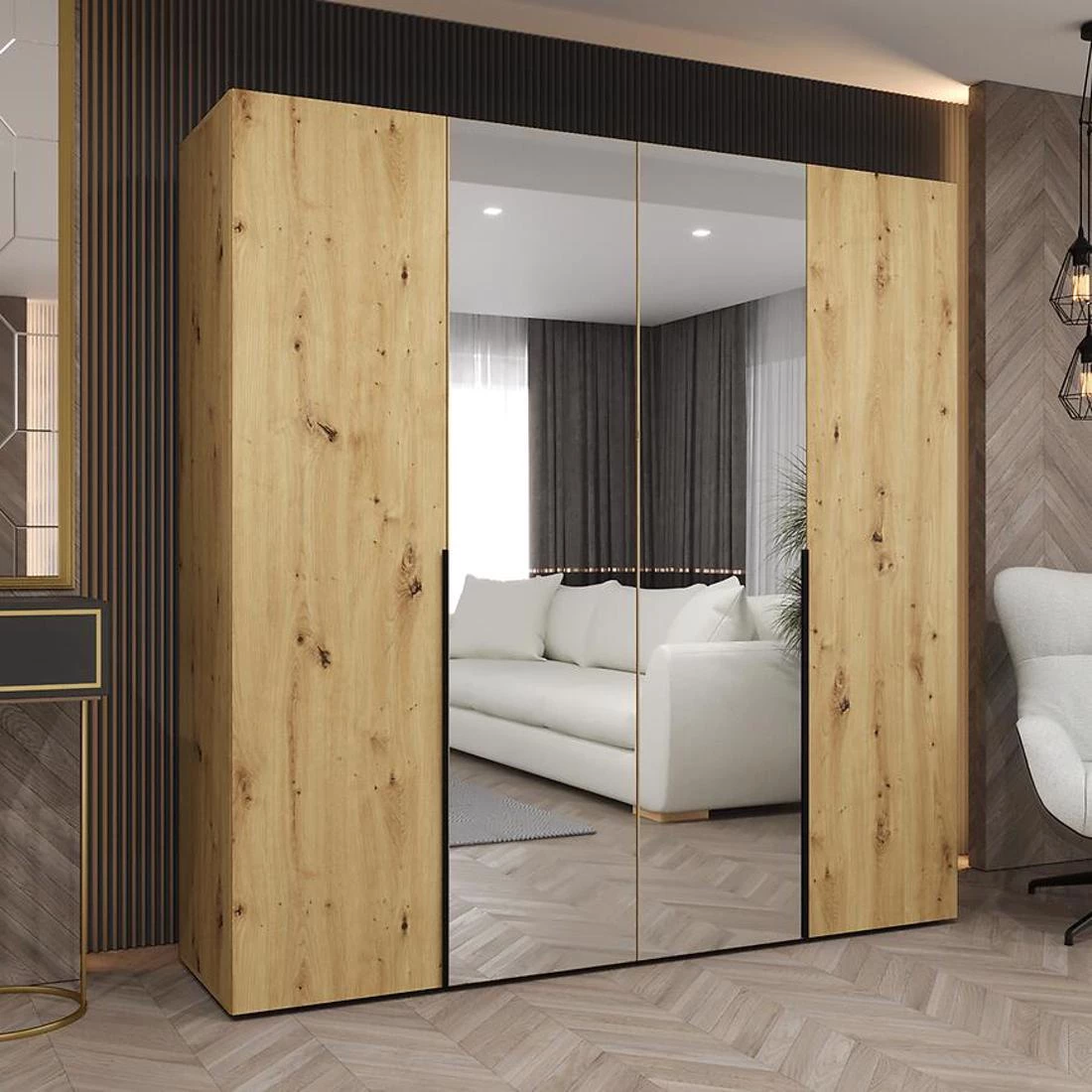 Alicante II garderober 200x50x202 cm artisan/crna