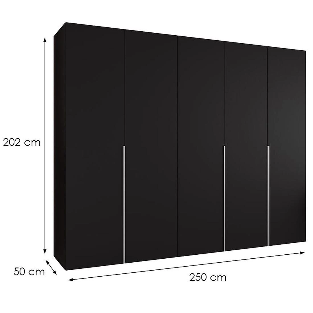 Alicante I garderober 250x50x202 cm crna/srebrna