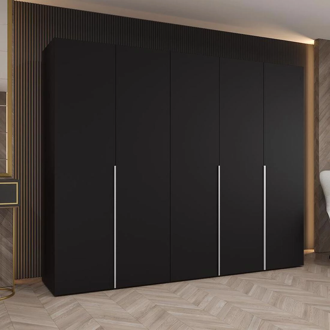 Alicante I garderober 250x50x202 cm crna/srebrna
