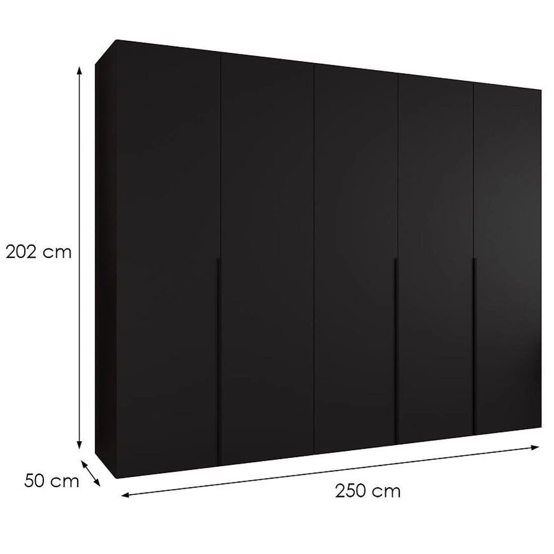 Alicante I garderober 250x50x202 cm crna