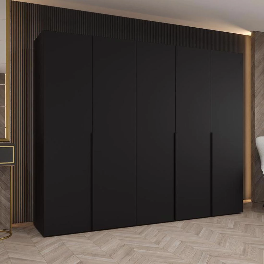 Alicante I garderober 250x50x202 cm crna