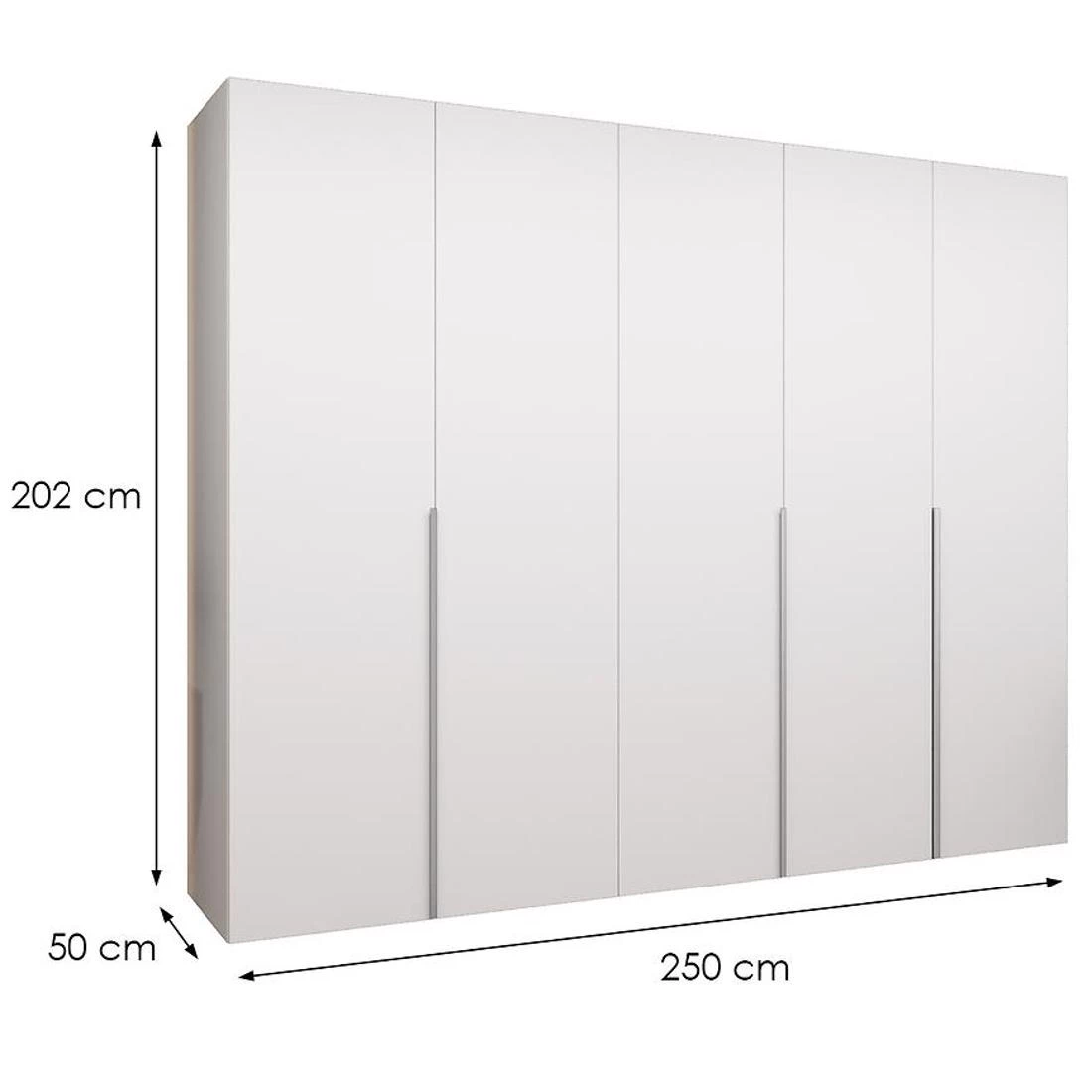 Alicante I garderober 250x50x202 cm bela/srebrna