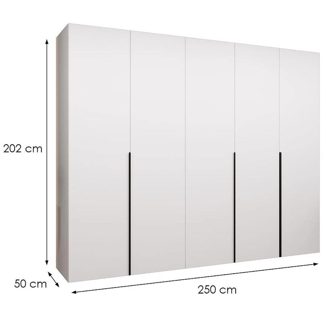 Alicante I garderober 250x50x202 cm bela/crna