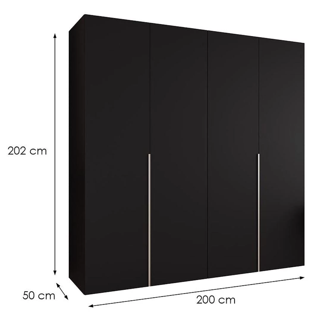 Alicante I garderober 200x50x202 cm crna/srebrna
