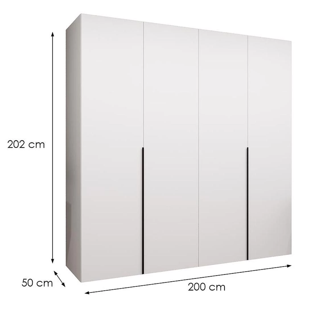 Alicante I garderober 200x50x202 cm bela/crna