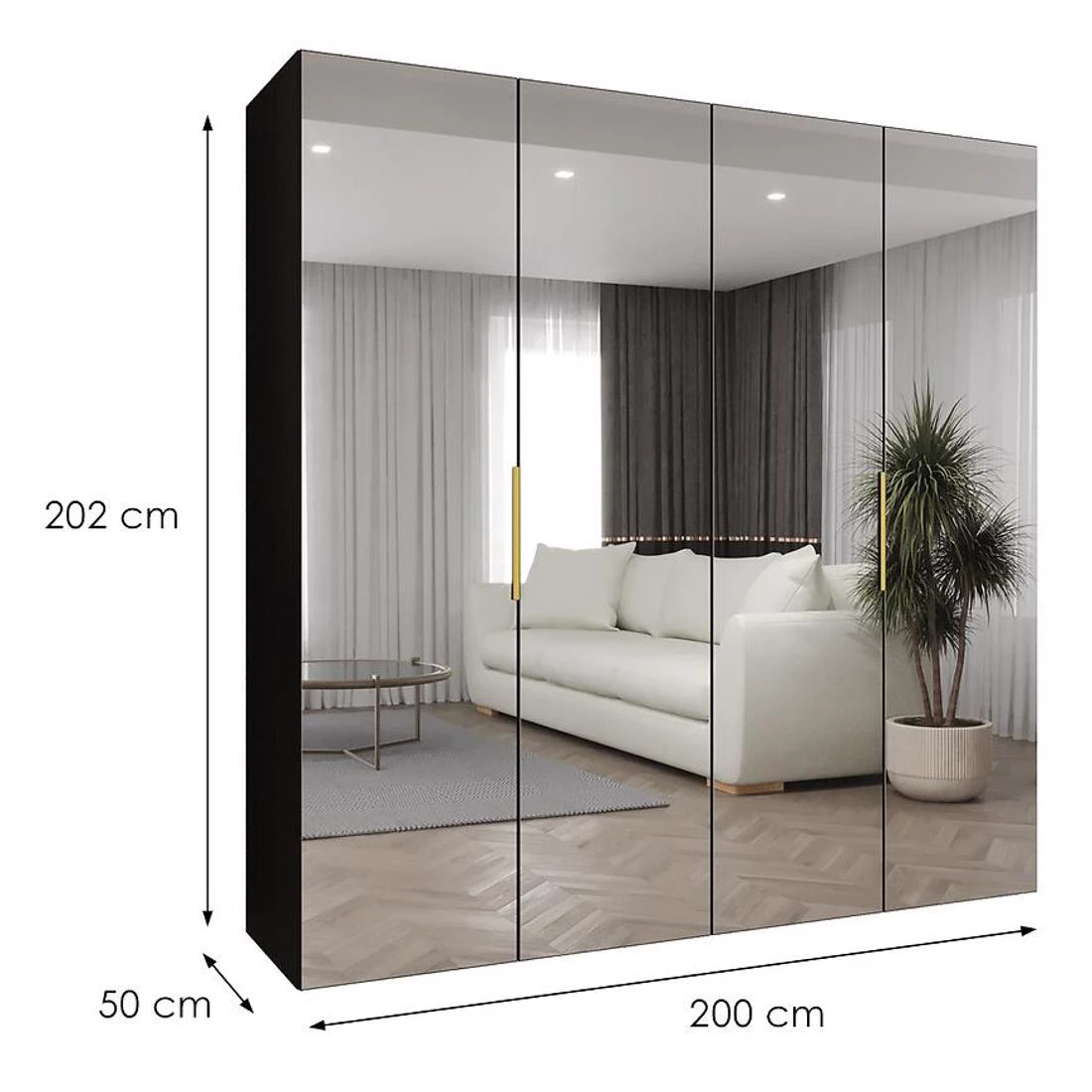 Marbella III garderober 200x50x202 cm crna/zlatna