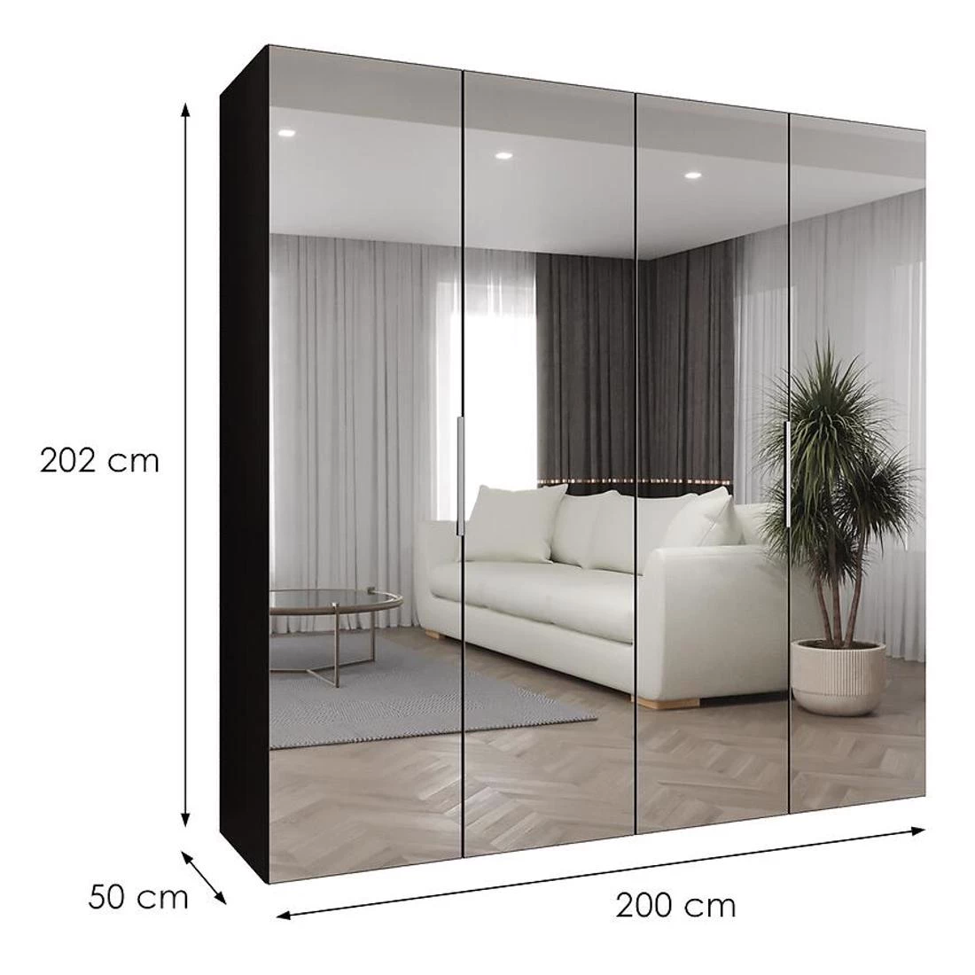 Marbella III garderober 200x50x202 cm crna/srebrna