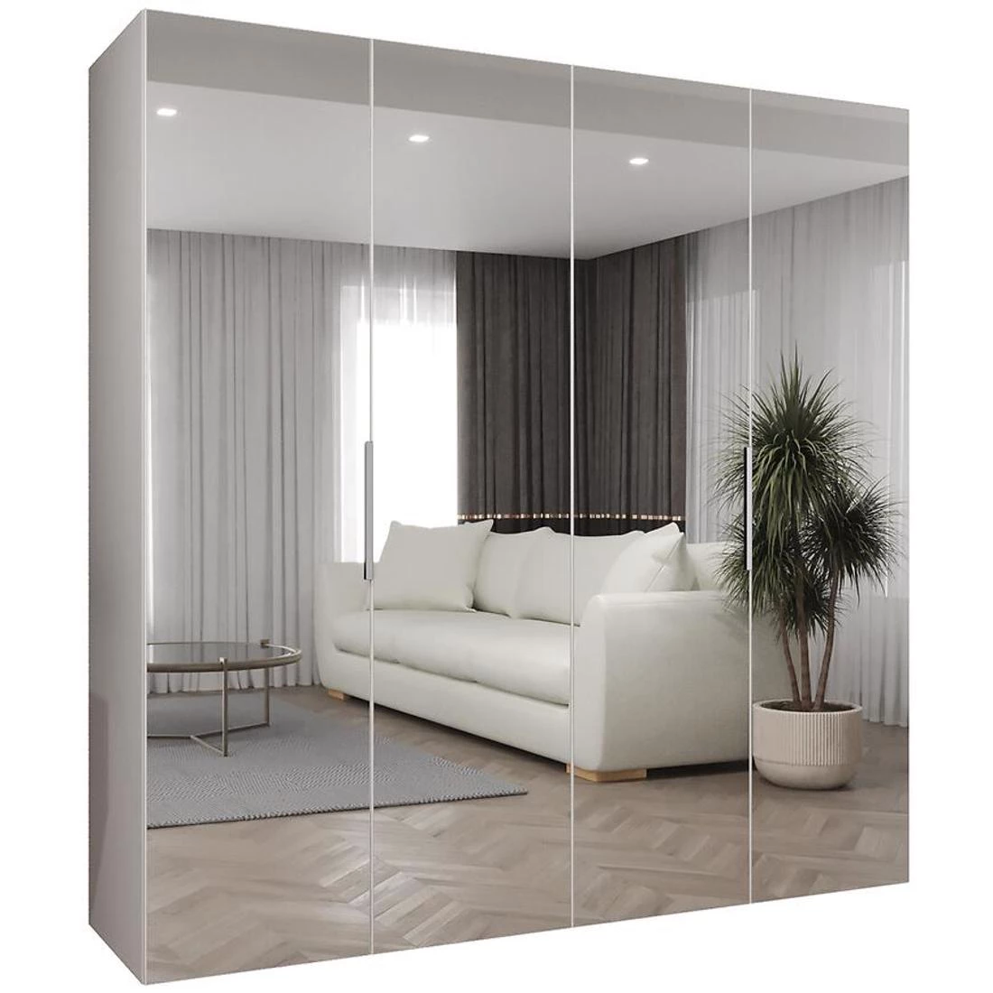Marbella III garderober 200x50x202 cm bela/srebrna