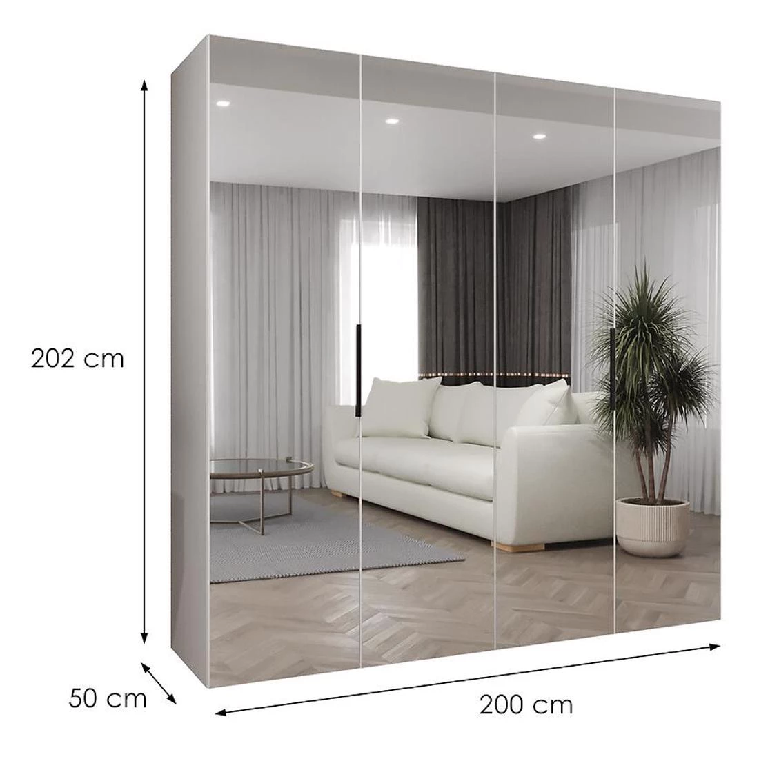 Marbella III garderober 200x50x202 cm bela/crna
