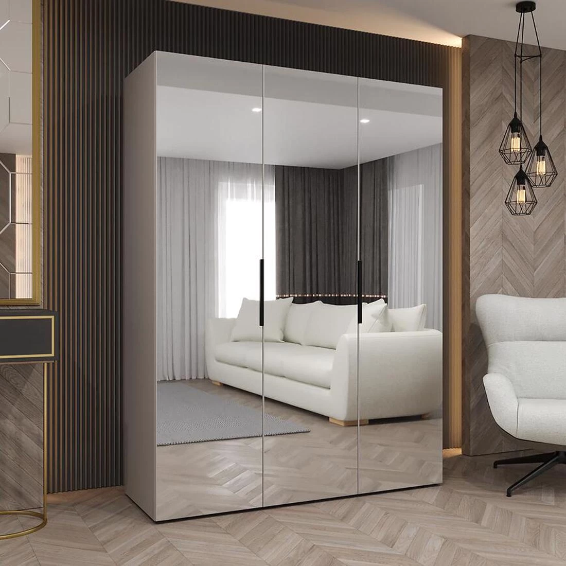 Marbella III garderober 150x50x202 cm kašmir/crna