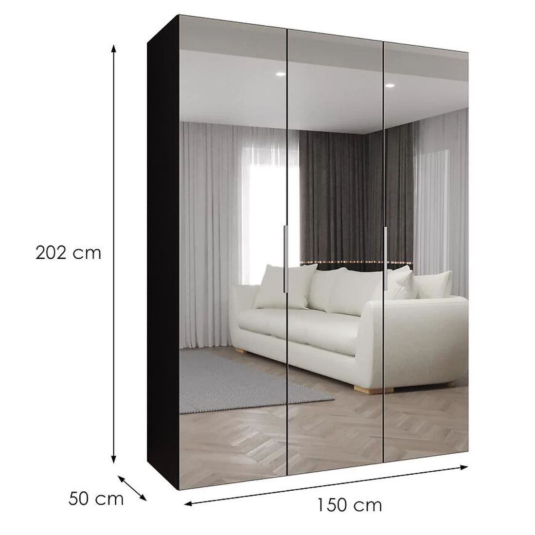 Marbella III garderober 150x50x202 cm crna/srebrna