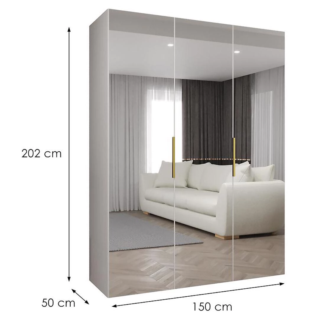 Marbella III garderober 150x50x202 cm bela/zlatna