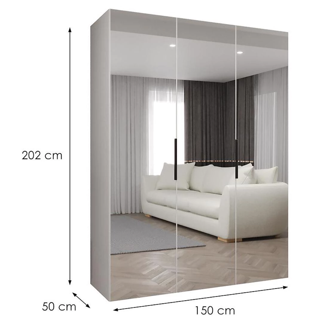 Marbella III garderober 150x50x202 cm bela/crna