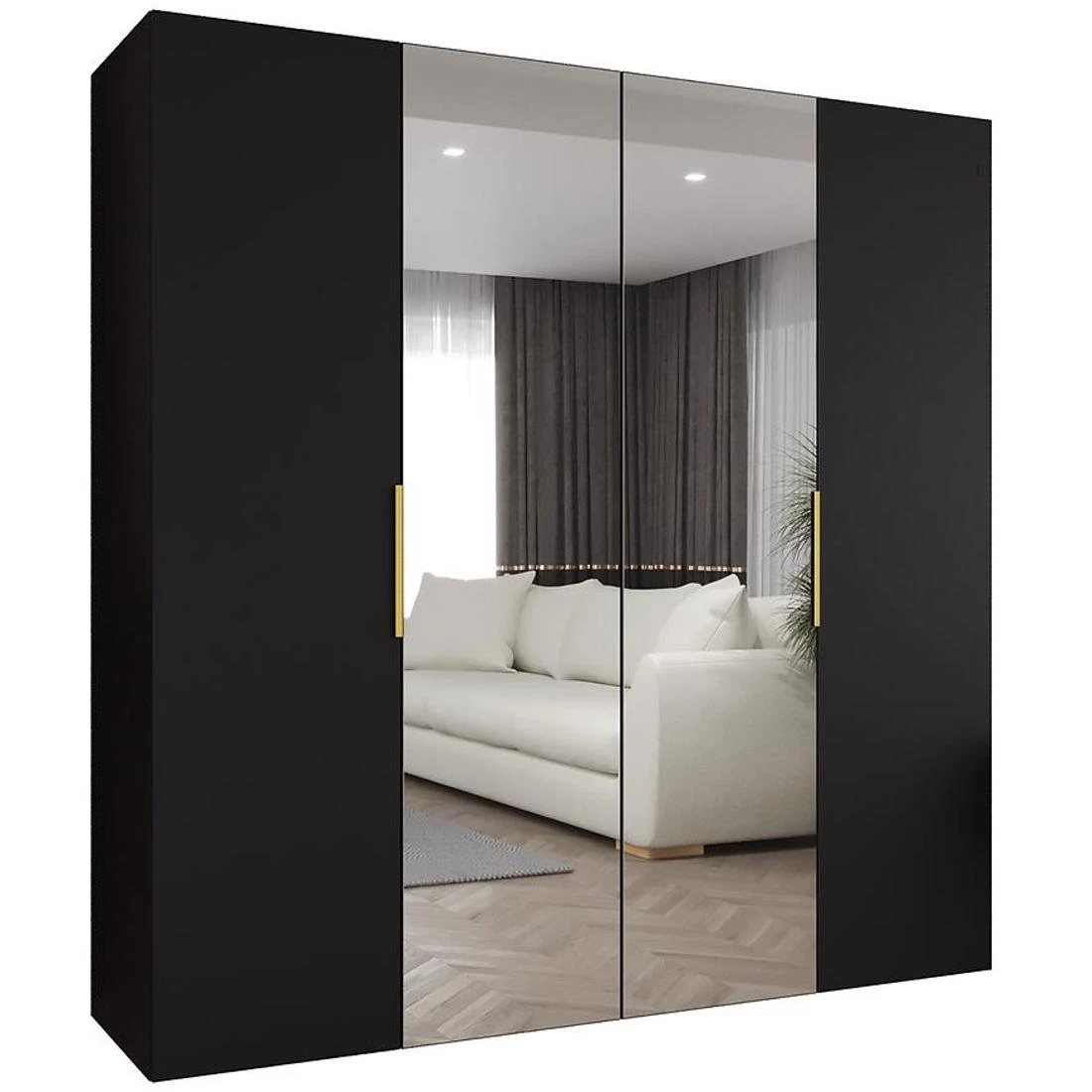 Marbella II garderober 200x50x202 cm crna/zlatna